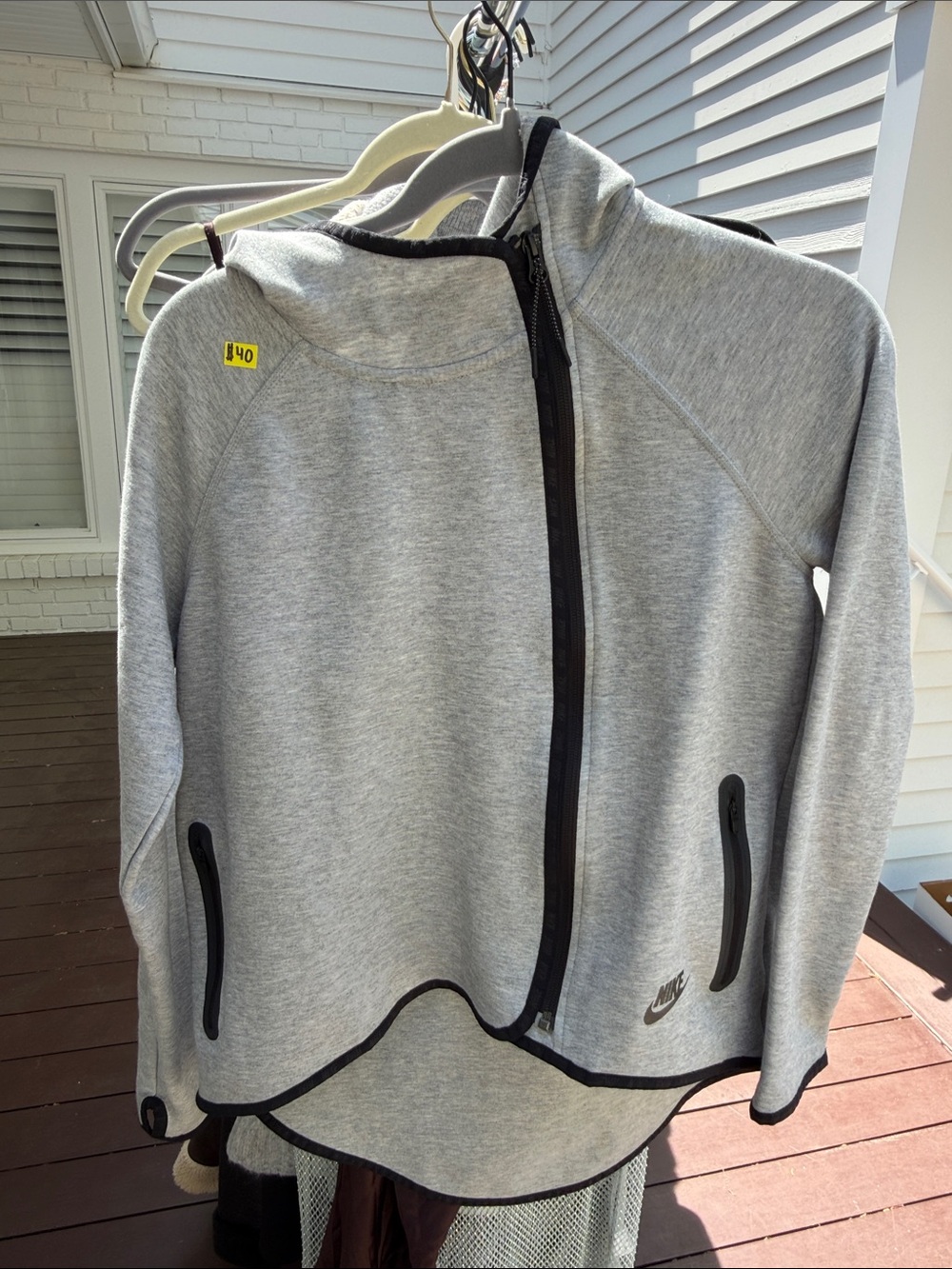 Nike Light Gray Hooded Zip Jacket with Black Trim